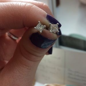 1/2 ctw princess cut diamond white gold studs