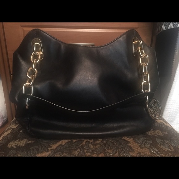 Black leather bag