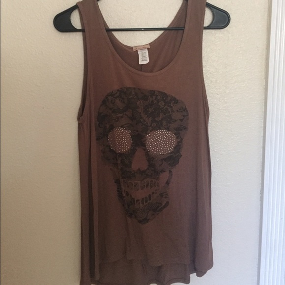 Long brown skull tank top