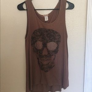 Long brown skull tank top