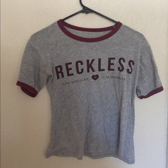 Short sleeve grey and burgundy tee - Picture 1 of 1