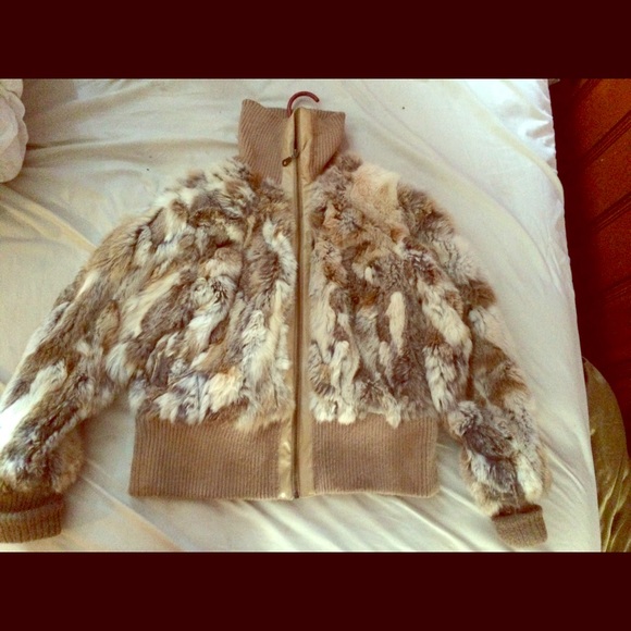 RARE GENUINE RABBIT FUR BOMBER JACKET