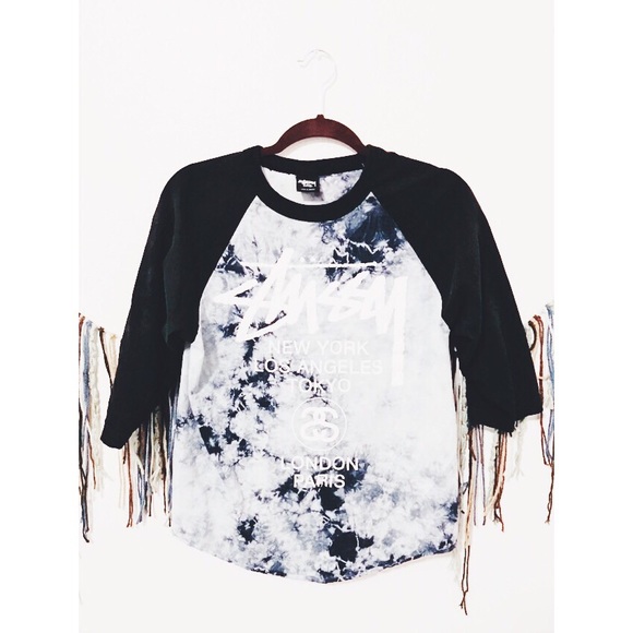 Stussy tie dye baseball tee
