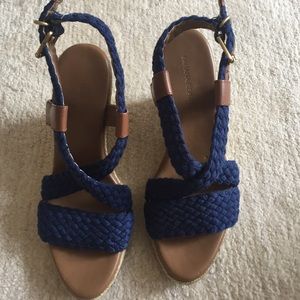 Navy Open Toe Banana Republic Wedges