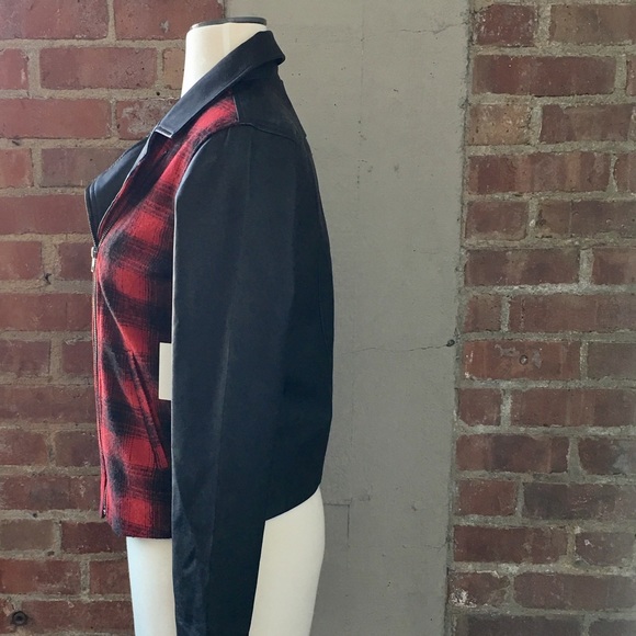 NWT • Jack by bb dakota • red plaid moto jacket - Picture 2 of 4