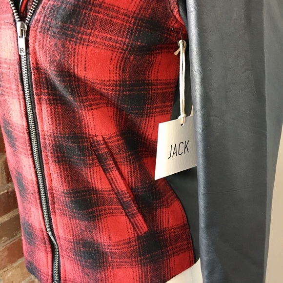 NWT • Jack by bb dakota • red plaid moto jacket - Picture 4 of 4