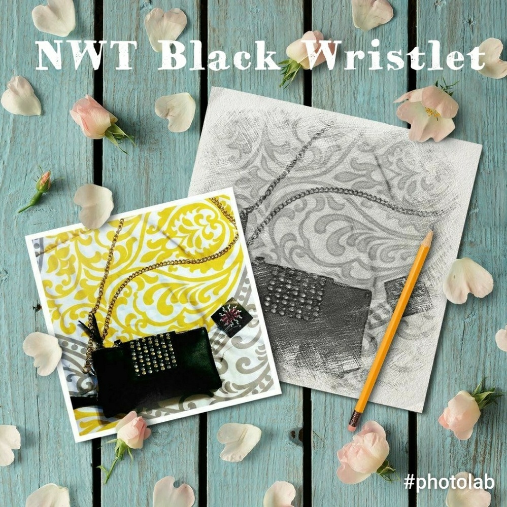 Studded Black Wristlet or Crossbody Purse