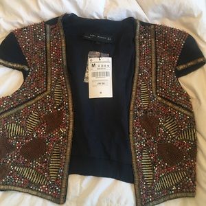 Beaded Balmain-style Cropped Vest