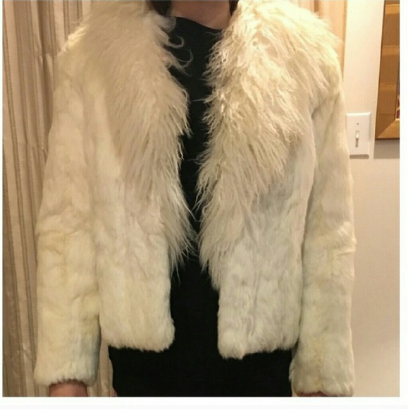 Rabbit Fur Coat with Mongolian Lamb Fur Collar