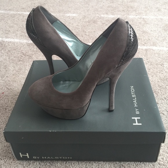 H By Halston Gray Suede Heels/Platforms