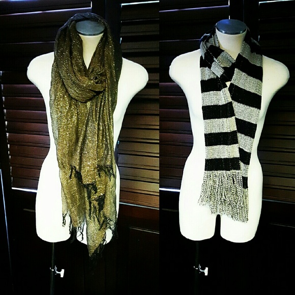 Bundle of scarves with metallic shine