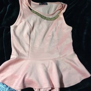 Blush pink peplum with necklace