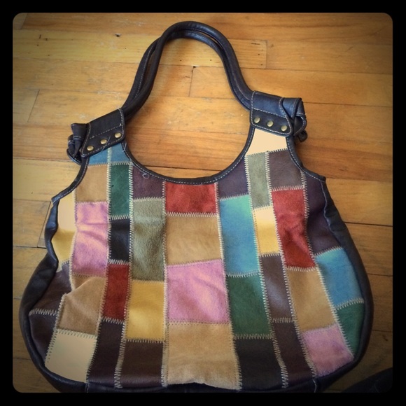 Leather patchwork purse