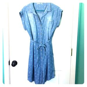 Denim shirt dress with subtle pattern NWOT
