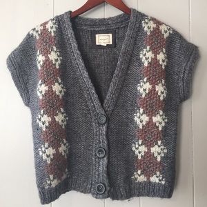 Anthropologie Wool Metallic Cardigan Sweater