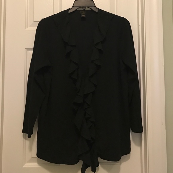 Black Ruffle Cardigan 1X