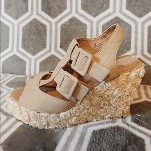 Floral & Leather Wedges