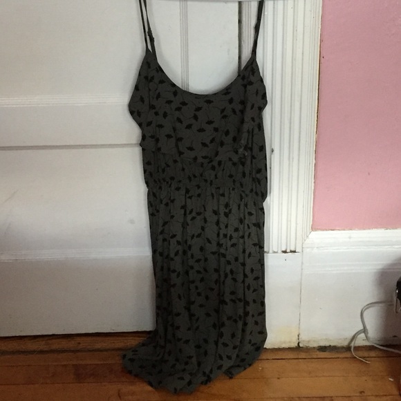 Green and black flowery dress