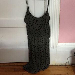 Green and black flowery dress