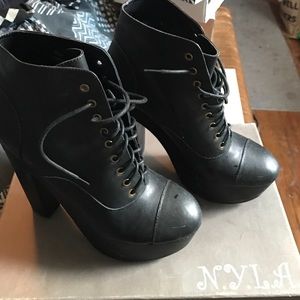 Black platform booties
