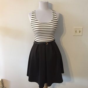 Charlotte Russe Black/White Striped Skater Dress