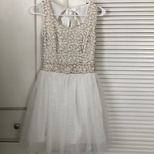 White and gold sequin tutu dress