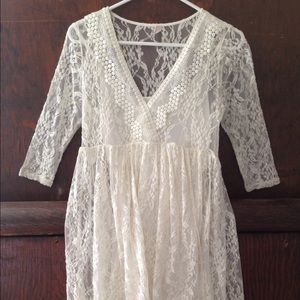 Free People Mexican Embroidered Lace Dress