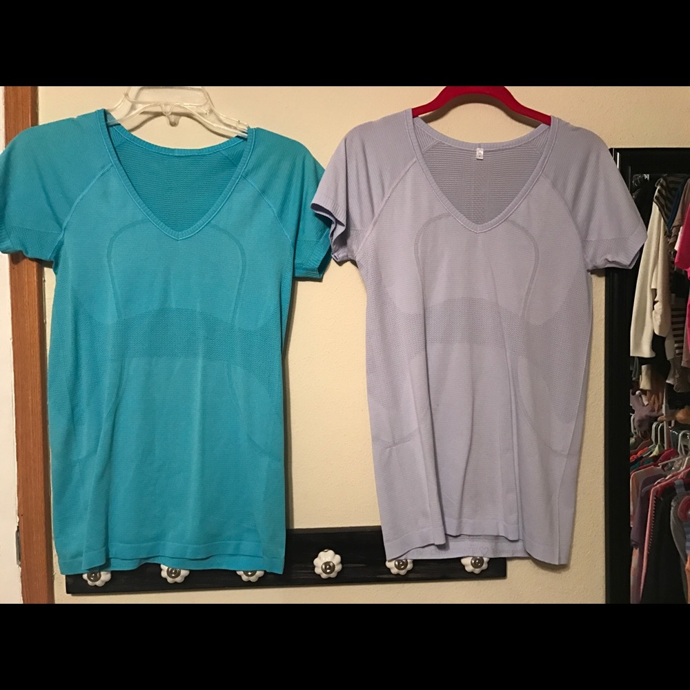 Lululemon swiftlys purple & blue Sz 8