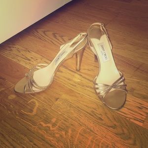 Jimmy Choo size 40 gold evening heels