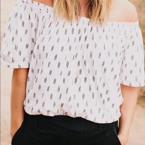 LOFT off shoulder printed top