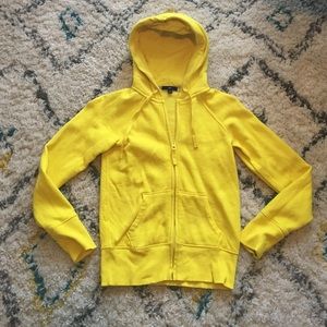 Fleece bright yellow Gap zip up hoodie Size XS