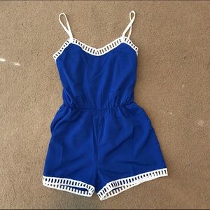Blue and White Romper
