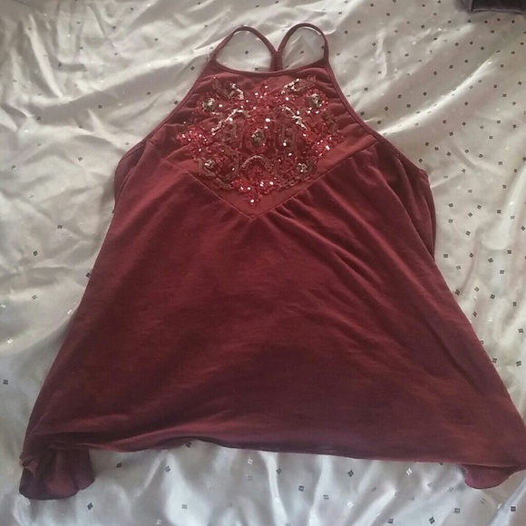 Maroon sequined Y-back tank from Hollister