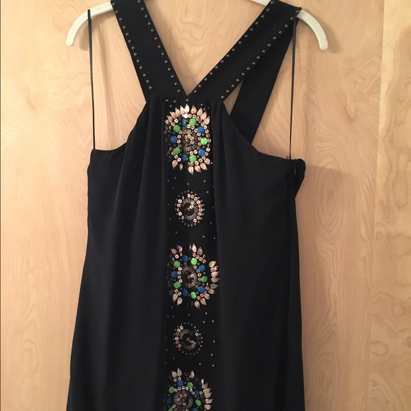 Tibi Black Halter Style Sequin Beaded Size 8