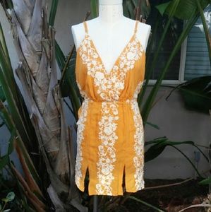 Blue Life Deep Yellow Embroidered Dress