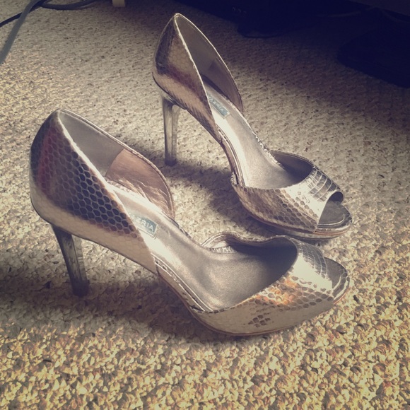 BCBG Max Azria silver stilettos
