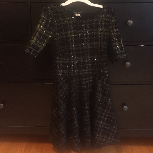 Forever 21 Gold Black Tweed Dress