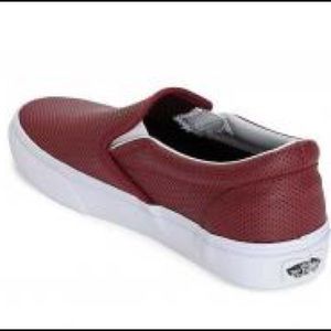 burgundy leather slip on vans