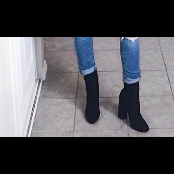 Black Suede High Fitted Ankle Boots