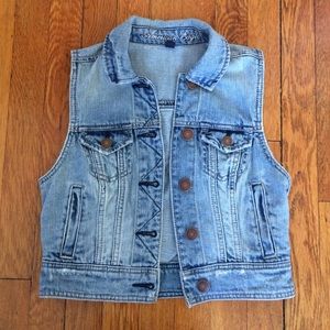 American Eagle Light Blue Denim Vest