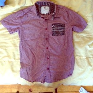 Maroon short sleeve dress shirt