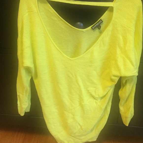 Express Neon Yellow Vneck Sweater