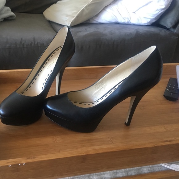 Black Stiletto leather platform heels