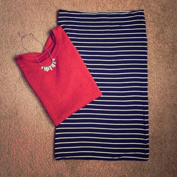 LOFT Striped Pencil Skirt