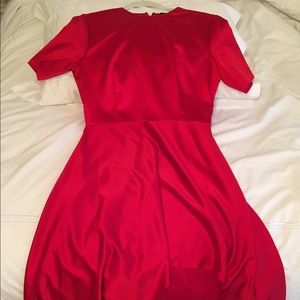 NWT Zara Red Satin Asymmetrical Hem Maxi 2016 M