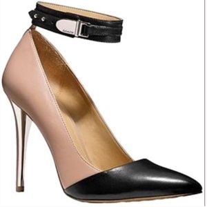 Authentic Coach Nude & Black Ankle Strap Pumps