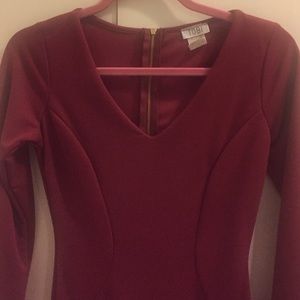 Tobi Red Long Sleeve Sheath Dress