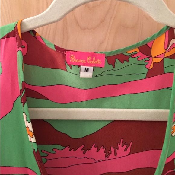 Bianca Coletti Silk multi colored blouse size M - Picture 2 of 3
