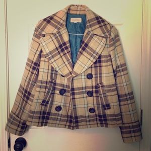 Plaid pea coat