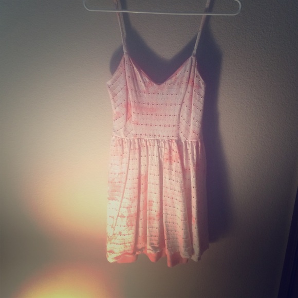 Pink and white dress with spaghetti straps.
